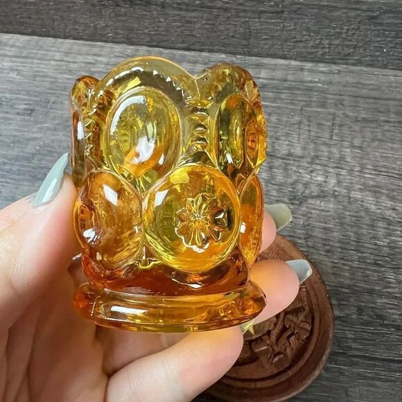 Vintage Bundle of Hand Crafted Wood Coasters from India & Gold Depression Glass - Picture 3 of 6